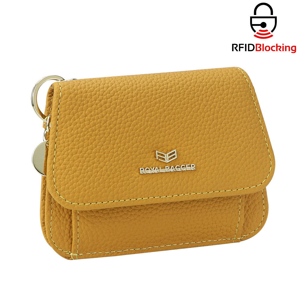 Royal Bagger Cartera Corta de Cuero Auténtico de Vaca para Mujer, Monedero con Bloqueo RFID, Múltiples Ranuras para Tarjetas y Llavero 2443