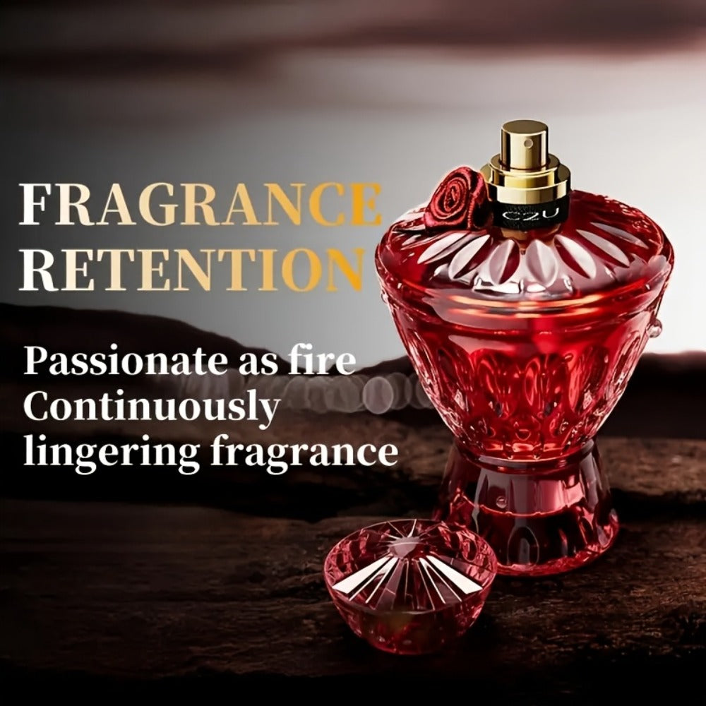 Perfume de Cristal Rojo para Mujer | Botella de Vidrio Rojo Inspirada en Joyería, Emite un Aroma Misterioso | Regalos de Navidad/Black Friday y Ocasiones Especiales Fragancia de Sapoín de Larga Duración | (80% Litros) Perfume de Alcohol Libre de Formaldeh