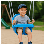 Colgacama tipo cubo para niños con cinturón de seguridad y cuerdas ajustables, asiento con respaldo alto y protección lateral, polipropileno duradero resistente a las condiciones climáticas y radiación UV, colgacama fácil de limpiar para el jardín, terraz