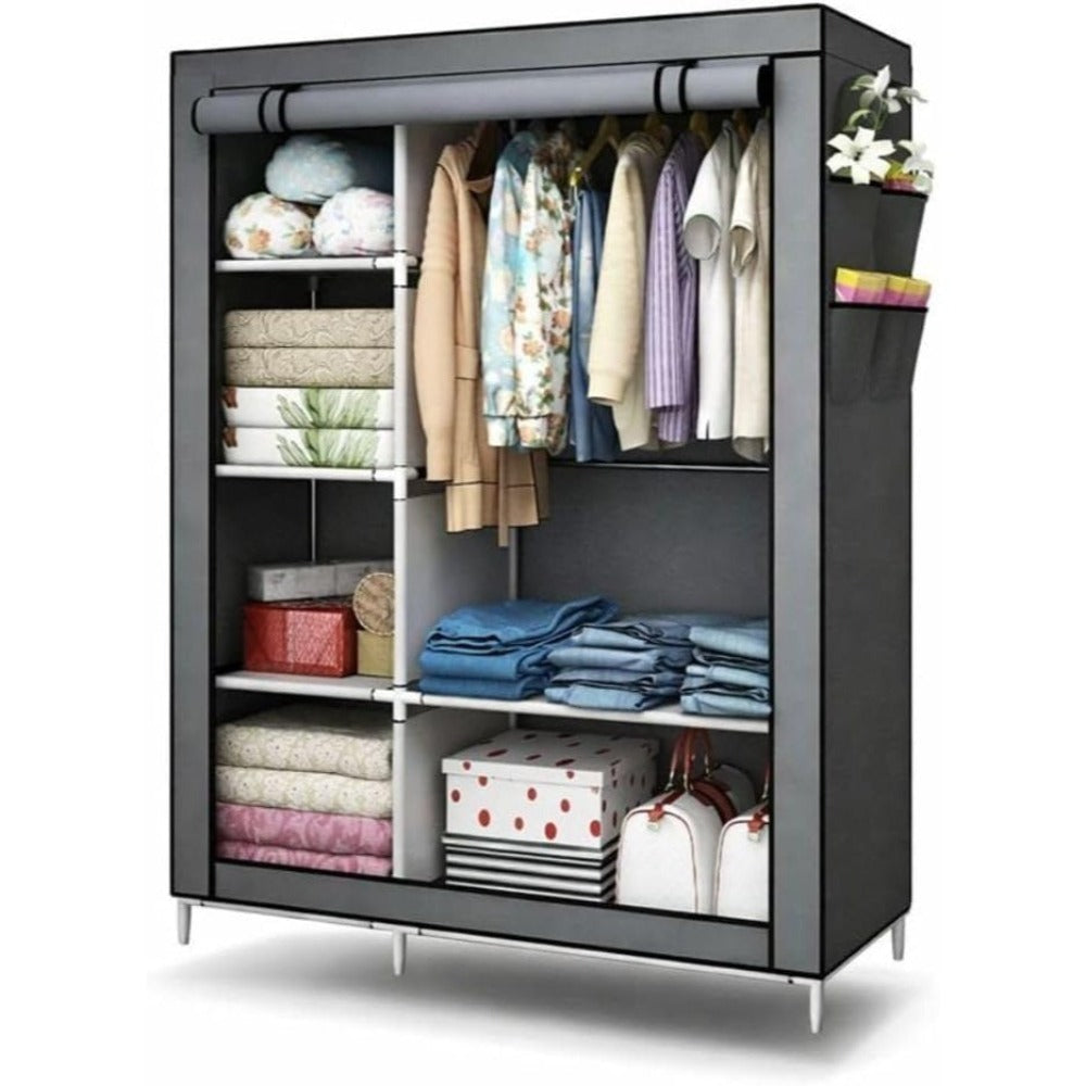 Armario Cecaro Group de tela 105X45X170 Cm - Estructura de acero reforzado, antipolvo e impermeable, armario portátil con estantes y barra para colgar, fácil de montar