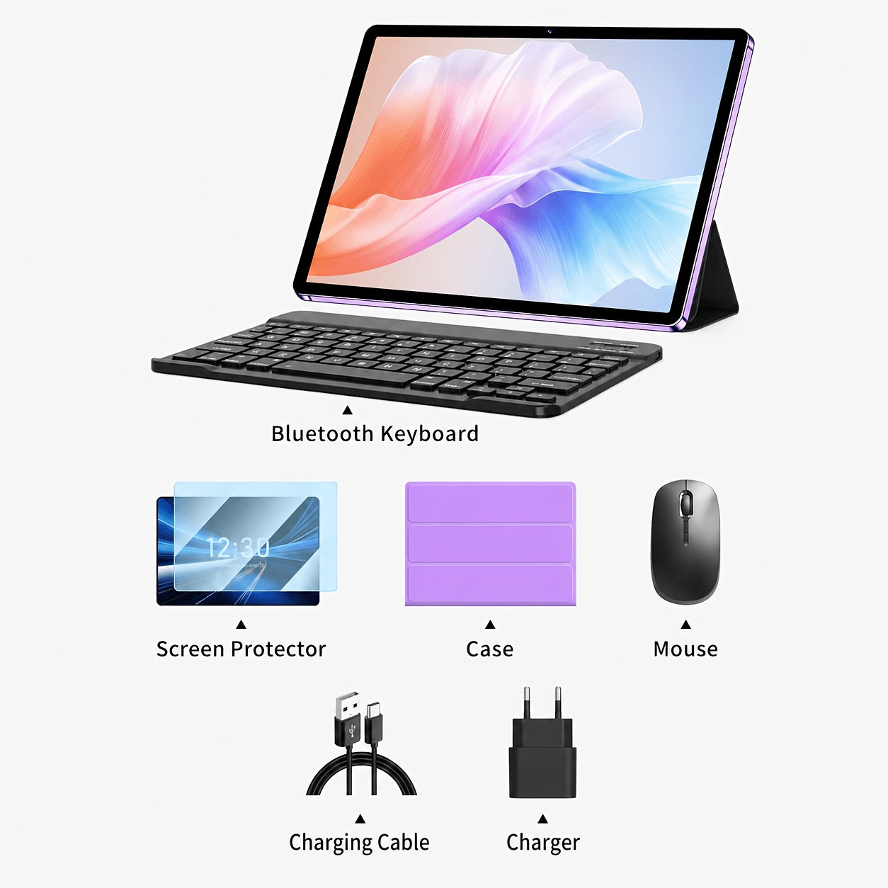 Tablet | Tablet de 10.1 pulgadas con teclado, Android 15, 16GB RAM (8GB+8GB de expansión), 512GB ROM, Expandible a 1TB, Wifi/Lte, 6000Mah, con