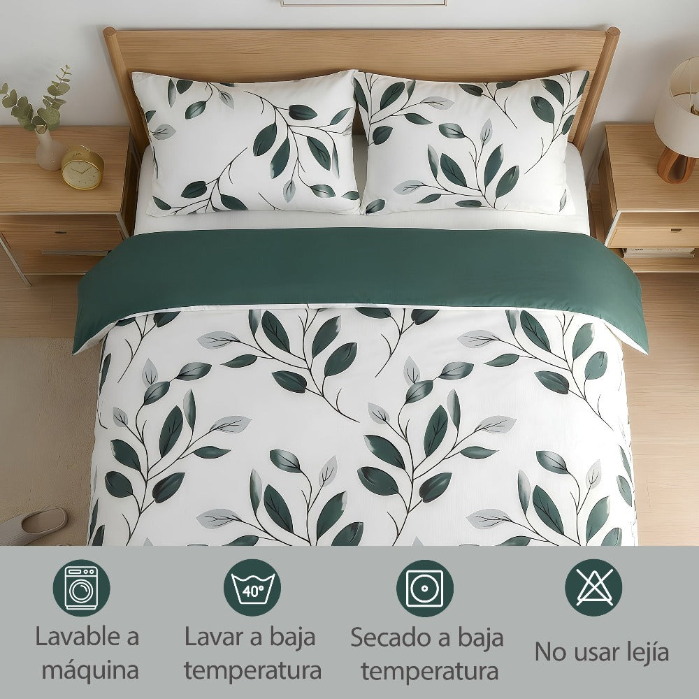 H HANSEL HOME Juego de Funda Nórdica Microfibra Transpirable – Set de Ropa de Cama con Funda de Edredón y Fundas de Almohada – Conjunto 2/3 Piezas para Dormitorio