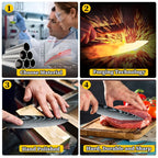 Juego de cuchillos de cocina 1/3 piezas, cuchillos de cocina forjados a mano, cuchillo Santoku de 20 cm, cuchillo para rebanar de 12.5 cm, cuchillo para pelar de 9.5 cm, adecuado para cocina casera, hoteles, restaurantes, regalos de cocina para vacaciones