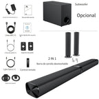 Barra de sonido con subwoofer, barra de sonido para Smart TV, con graves profundos, aumento de volumen y 3 modos de ecualizador, conexión inalámbrica/ARC/óptica/AUX, barra de sonido desmontable con control remoto por infrarrojos