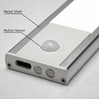 Luces LED para bajo mueble Setonr con carcasa de aleación de aluminio, luz con sensor de movimiento a pilas recargables para uso en interiores, luces magnéticas regulables para armario, iluminación inalámbrica para bajo mostrador para cocina, escaleras, d
