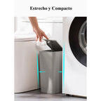 Bote de basura para baño con tapa, 10L / 15L de Capacidad - pequeño cubo de basura con tapa desplegable, Cubo Basura para Oficina, Habitacion, Cocina - Negro/Blanco/Gris