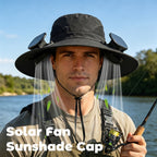 Sombrero Solar con Ventilador para Exteriores, Gorro de Pescador con Función de Ventilador, Diseño de Doble Ventilador, Sombrero de Sol de Ala Ancha, Carga USB, Garantía de Batería de Larga Duración, Adecuado para Camping, Montañismo, Pesca y Otras Activi