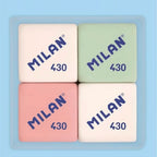 Pack 4 Gomas de Borrar MilanN 430 | Goma Suave Tipo Miga de Pan, Caucho Sintético, Borrado Limpio sin Manchas, Ideal para Colegio, Oficina y Dibujo