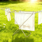 tendedero Plegable metálico, 20 Metros Espacio de tendido, Soporte para Tender Ropa, Patas Antideslizantes (Plateado, 52 x 102cm)
