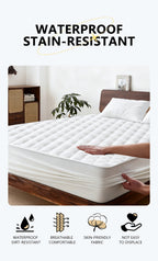 Protector de colchón acolchado impermeable refrescante de verano, 1 pieza, funda de cama ajustada ultrasuave y transpirable con bolsillo profundo, ropa de cama hipoalergénica y lavable a máquina para dormitorio, hotel y residencia de estudiantes, sin fund
