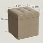 Puff o Banco de almacenaje Plegable | Taburete Reposapiés Otomana | Baúl de Almacenamiento | Taburete Reposapiés.para Cama, Dormitorio, salón, Comedor o Recibidor | 38x38x38cm | Soporta 300kg.