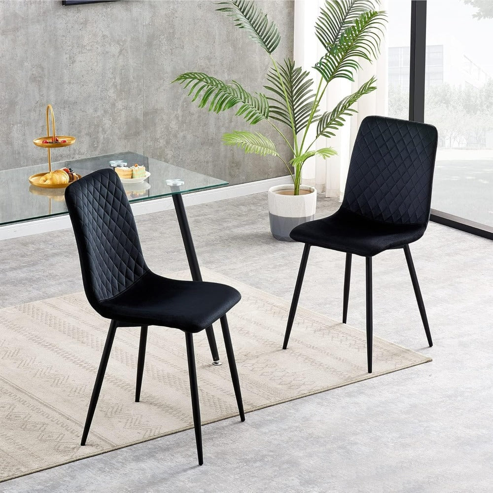 Sillas de comedor MCC Direct en conjunto de 4 piezas Hechas de terciopelo, patas de metal, sillas Lexi, sillas de diseño