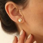 Pendientes de perlas bañados en oro de 14K, hipoalergénicos, de perla de agua dulce, colgantes, de espiga, de aro, con perla blanca colgante, regalo de joyería para mujeres y damas