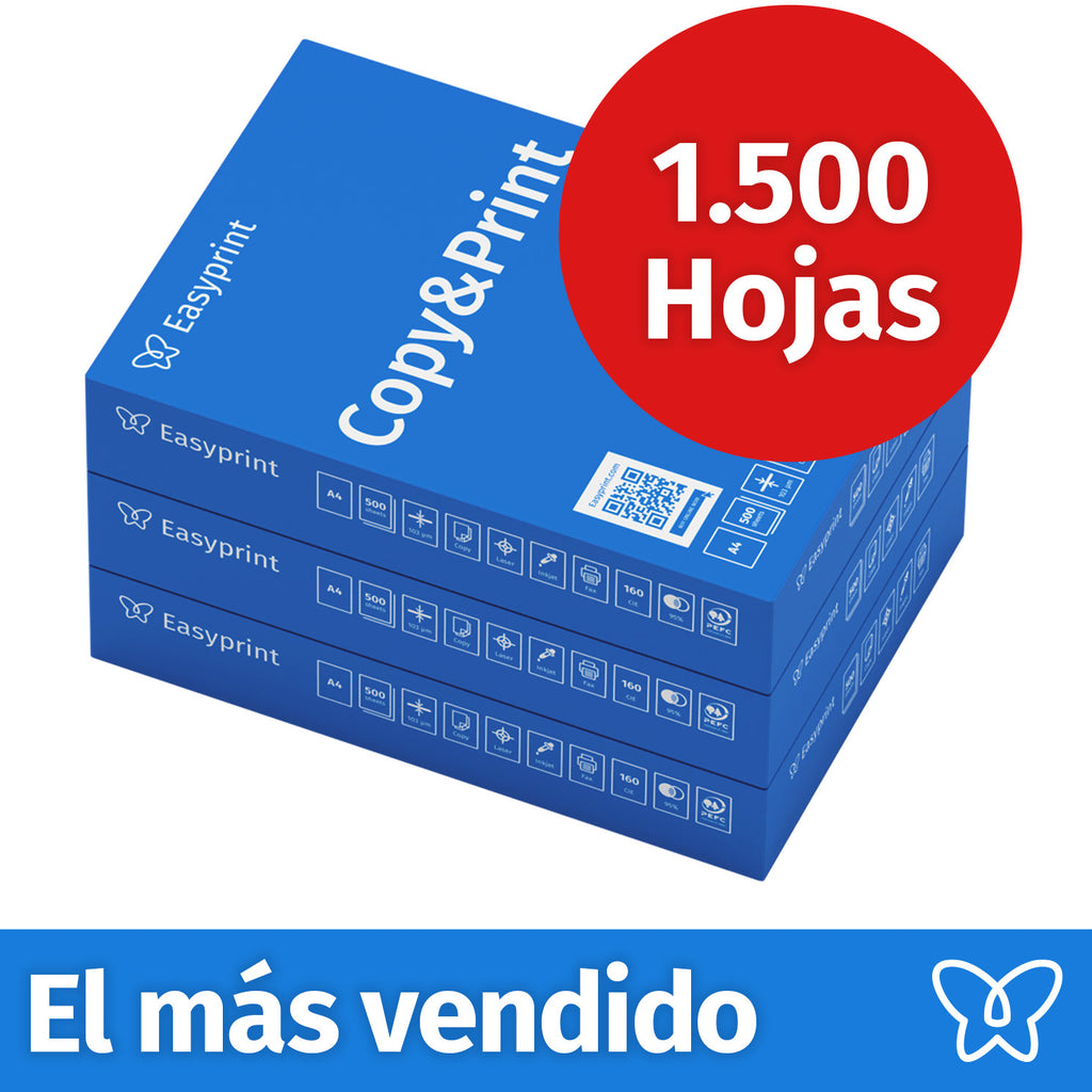 Papel para impresora Easyprint, papel de fotocopia de 1500 hojas, 3 x 500 A4 Premium, blanco alto CIE 160, certificado PEFC