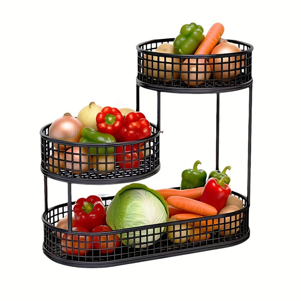 Gran Cesta de Frutas Elegante de Metal de Múltiples Niveles, Ideal para Mesa de Café en la Sala - Bandeja de Aperitivos de Lujo y Estante de Exhibición, Plato de Servir de Múltiples Capas, Centro de Mesa de Metal para Fiestas, Postres y Frutas
