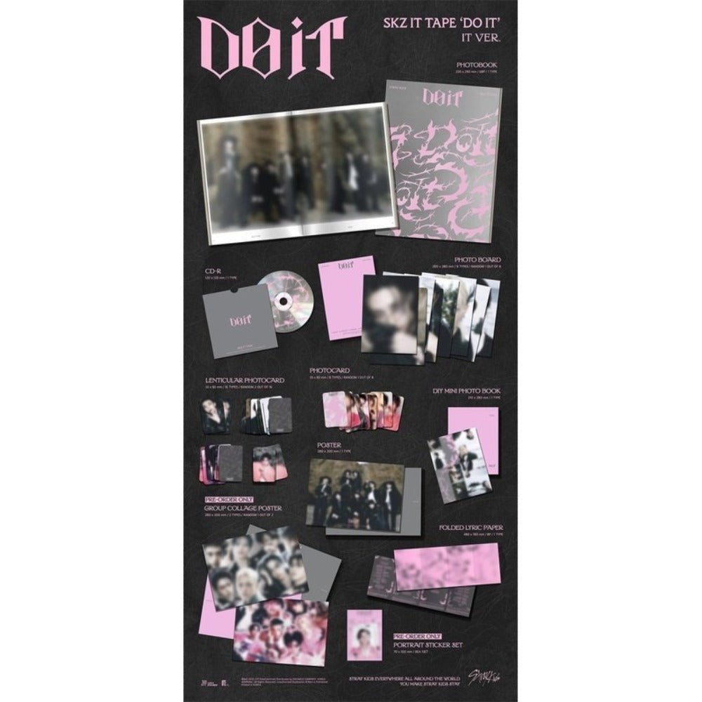 Stray Kids - SKZ IT TAPE 'DO IT' (IT VER.) (Standard VER.) Álbum K-Pop oficial del comeback SKZ IT TAPE DO IT en versión estándar IT, con diseño coleccionable, photobook y photocards incluidas Música pop coreano en CD K-Pop original para STAY, perfecto pa