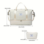 Juego de Bolsos para Mujer: Combinación de Bolso de Viaje y de Gimnasio de Gran Capacidad, Bolso con Estampado de Letras, Regalo de San Valentín, Bolso de Equipaje Multifuncional, Bolso de Mano Cosido para Viajes de Corta y Larga Distancia, Compartimento