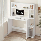 Escritorio | 1pc Escritorio de Oficina, Mesa para Computadora con Estantes, Estantería de 5 Niveles, Roble Blanco, Mesa de Juegos con Espacio de