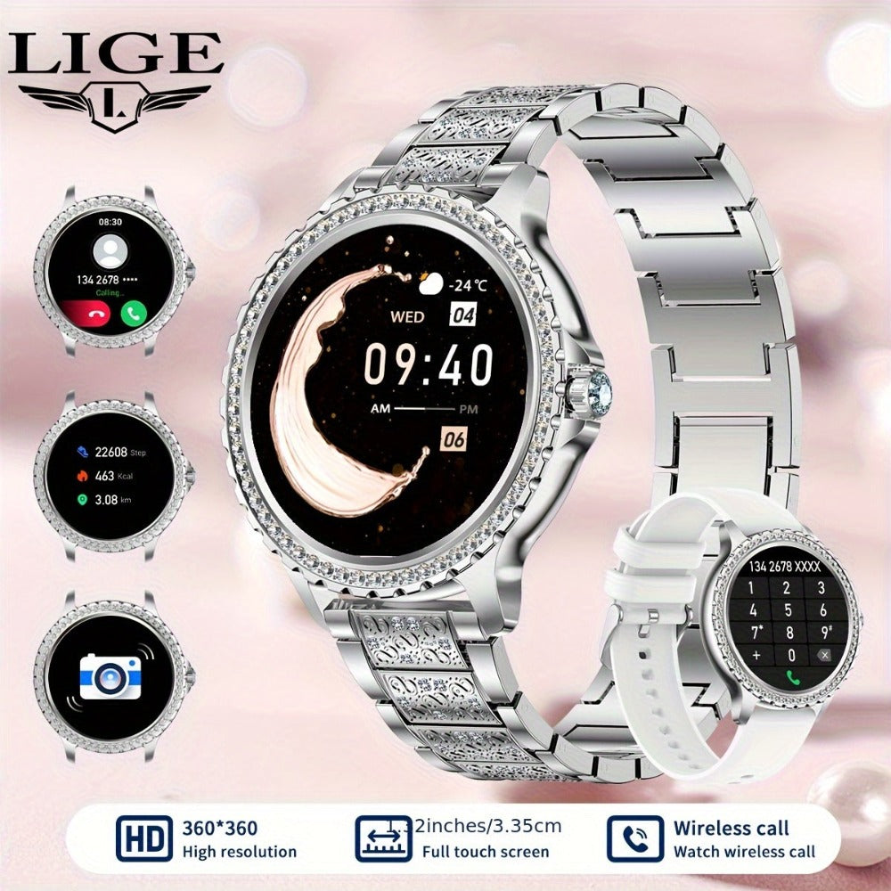 SIEMORL Smartwatch para Mujer con Pantalla Táctil Completa de 1.32 pulgadas, Smartwatch con Llamada Inalámbrica, Rastreador de Actividad Física con 20 Modos Deportivos, Diales Exclusivos, Relojes Inteligentes Impermeables para iPhone Android, Pulsera Depo