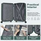 1pieza de 20/24/28 pulgadas Drak Green Sleek Geometric Pattern Hard Shell ABS+PC Maleta con cerradura TSA para viajes sin esfuerzo Regreso a la escuela Regalo de vacaciones