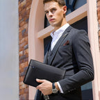 Bolso de mano de cuero para hombre Leathario, bolso tote con ranura, bolso tote pequeño con cremallera, gran capacidad para oficina, conferencias, viajes, almacén local
