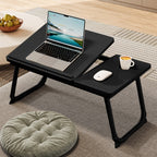Mesa plegable para cama y sofá con altura ajustable de 5 niveles, bandeja con superficie ajustable y portavasos, mesa pequeña multifunción para ordenador, libros, trabajo y estudio en casa (56x32x25cm)
