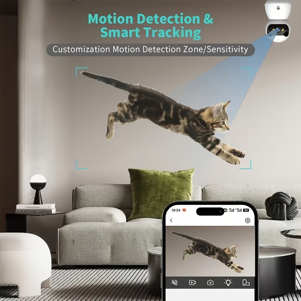 Cámara inteligente PTZ de interior JOOAN, visión nocturna a todo color + seguimiento automático + WiFi de doble banda 5G, alarma de sonido y luz + detección de movimiento + advertencia de voz, almacenamiento en la nube + reproducción de tarjeta, adecuada