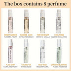 LASTAR Caja de Regalo de Perfume, 8 Bolsillos de Perfume, Fragancia Fresca para Mujer Perfume Duradero, Flores de Frutas Amaderadas con Combinación de Aromas Diferentes, Artículo Esencial para el Hogar, Citas y Viajes, Buen Regalo de Vacaciones para Mujer