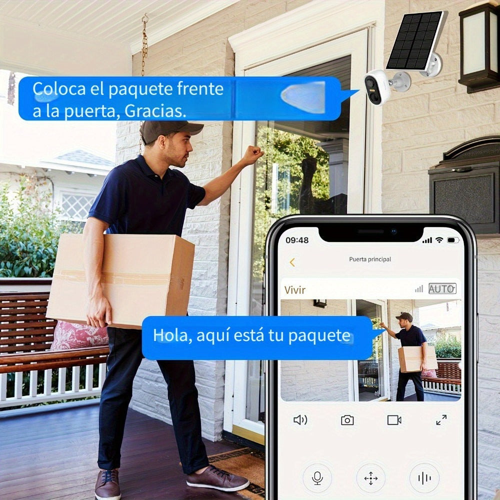 4pcs Cámara de Seguridad Solar LaxiHub, Cámara Inteligente Inalámbrica para Exteriores con Energía Solar, WiFi para Hogar, IP65, Visión Nocturna en Color, Audio Bidireccional, Seguimiento de Movimiento con IA, Control por APP