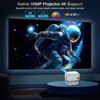 Proyector | Proyector Inteligente Local Android 14 con Soporte 4K 1080P, Wifi6 y BT 5.2, Proyectores de Interior con Enfoque Automático