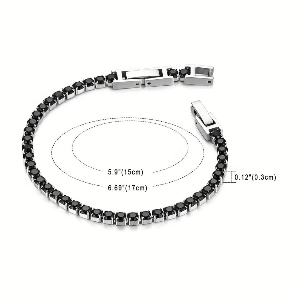 Pulsera para hombre hecha de acero inoxidable, con circonio sintético, perfecta para aniversarios de boda, cumpleaños o regalos de Navidad