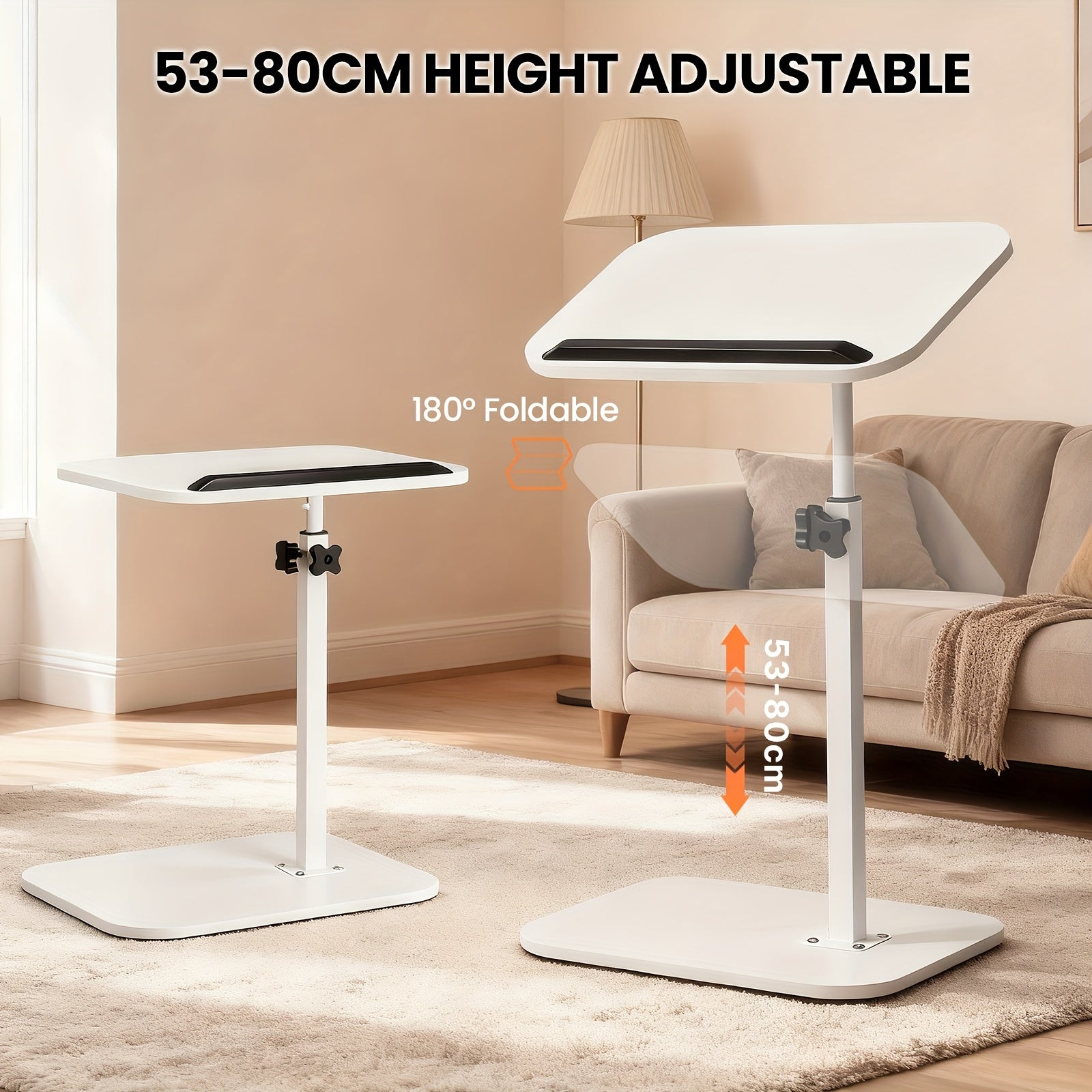 Escritorio | Escritorio de Oficina en Forma de C con Altura Ajustable y Estación de Trabajo Giratoria 360° - Mesa Compacta Ahorradora de Espacio