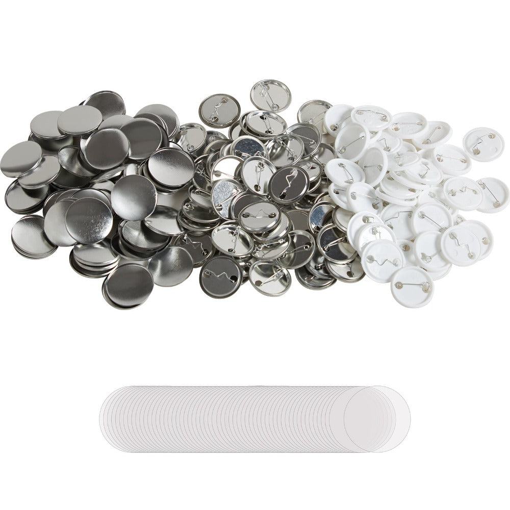 VEVOR 500 Juegos de Botones de 1.25 pulgadas (32 mm) para Máquina de Botones, Piezas para Creación de Insignias Redondas, Incluye Partes de Metal, Botones de Plástico/Metal, Película Transparente y Papel en Blanco para Regalos y Presentes