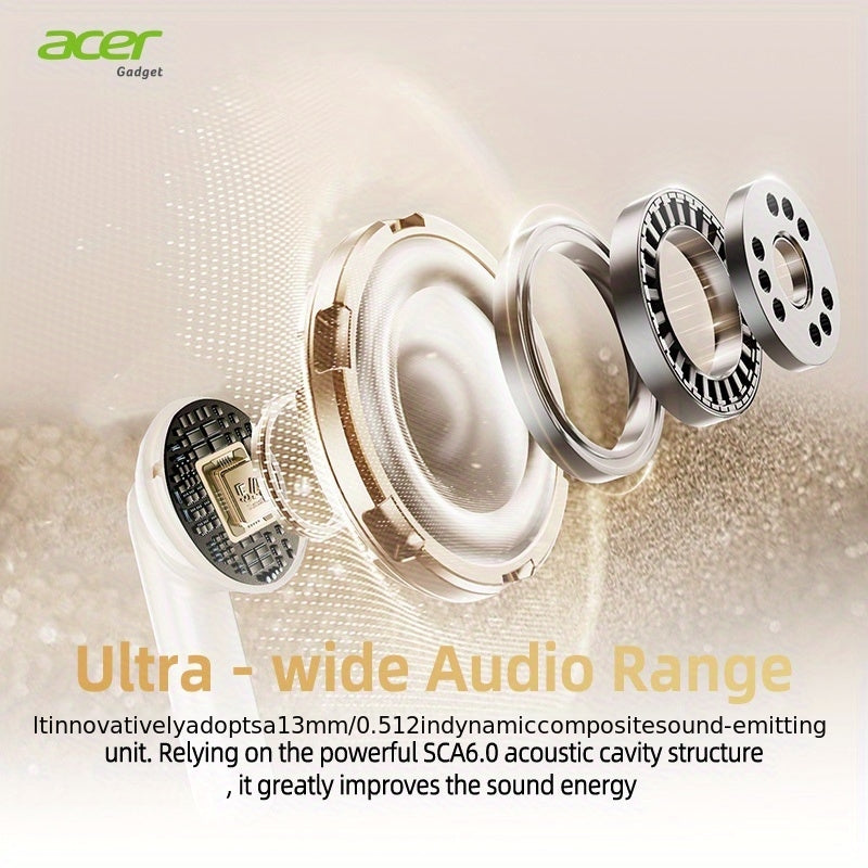 Auriculares Bluetooth | [Acer OHR546] Auriculares inalámbricos TWS: con cancelación de ruido para llamadas, deportes y correr, diseño