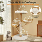 Árbol para gatos de 60X110Cm, Condominio de felpa de varios niveles con 2 postes rascadores, 2 perchas, hamaca, cueva, casa para gatos estable y anti-inclinación para dormir/jugar, fácil montaje, árbol de Navidad perfecto para gatitos y gatos de interior,