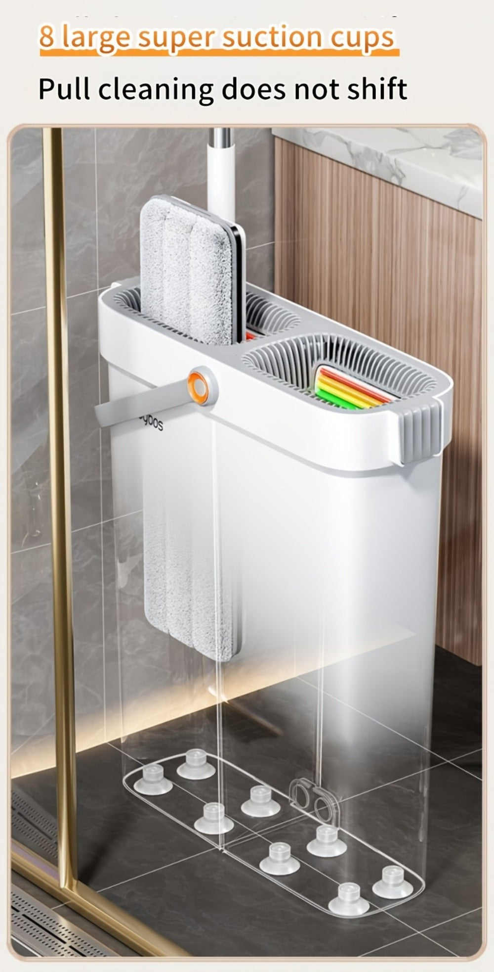 Juego de fregona y cubo de 15.74 pulgadas con escurridor, juego de fregona plana y cubo manos libres, con 2/3/4 almohadillas de microfibra reutilizables para fregona, para uso en húmedo y seco, herramientas de limpieza para suelos/paredes, fregona para qu