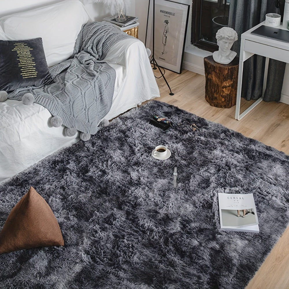 1pc alfombra de felpa suave, alfombra antideslizante, alfombra para cabecera, tapete tie dye para sala, decoración del hogar, colchoneta para mascotas, alfombra para dormitorio o sala, ideal para decoración navideña y Halloween