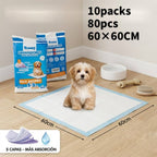 80 unidades de Empapadores para Mascotas | Empapadores para Entrenamiento de Perros y Cachorros | Absorción Rápida | Diseño Antifugas | Adecuados para Entrenamiento en Interiores o Uso en Exteriores | Tamaños: 40×50CM, 60×60CM, 60×90CM | Adecuados para Ma