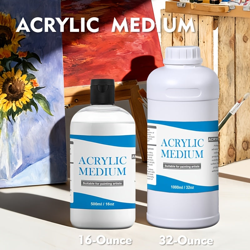 Medio y diluyente para pintura acrílica de gran capacidad, apto para todas las pinturas acrílicas - Líquido mejorador de flujo para profesionales y artistas, mejora la consistencia, la mezclabilidad y la estructura en capas - Compatible para uso profesion