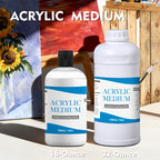 Medio y diluyente para pintura acrílica de gran capacidad, apto para todas las pinturas acrílicas - Líquido mejorador de flujo para profesionales y artistas, mejora la consistencia, la mezclabilidad y la estructura en capas - Compatible para uso profesion