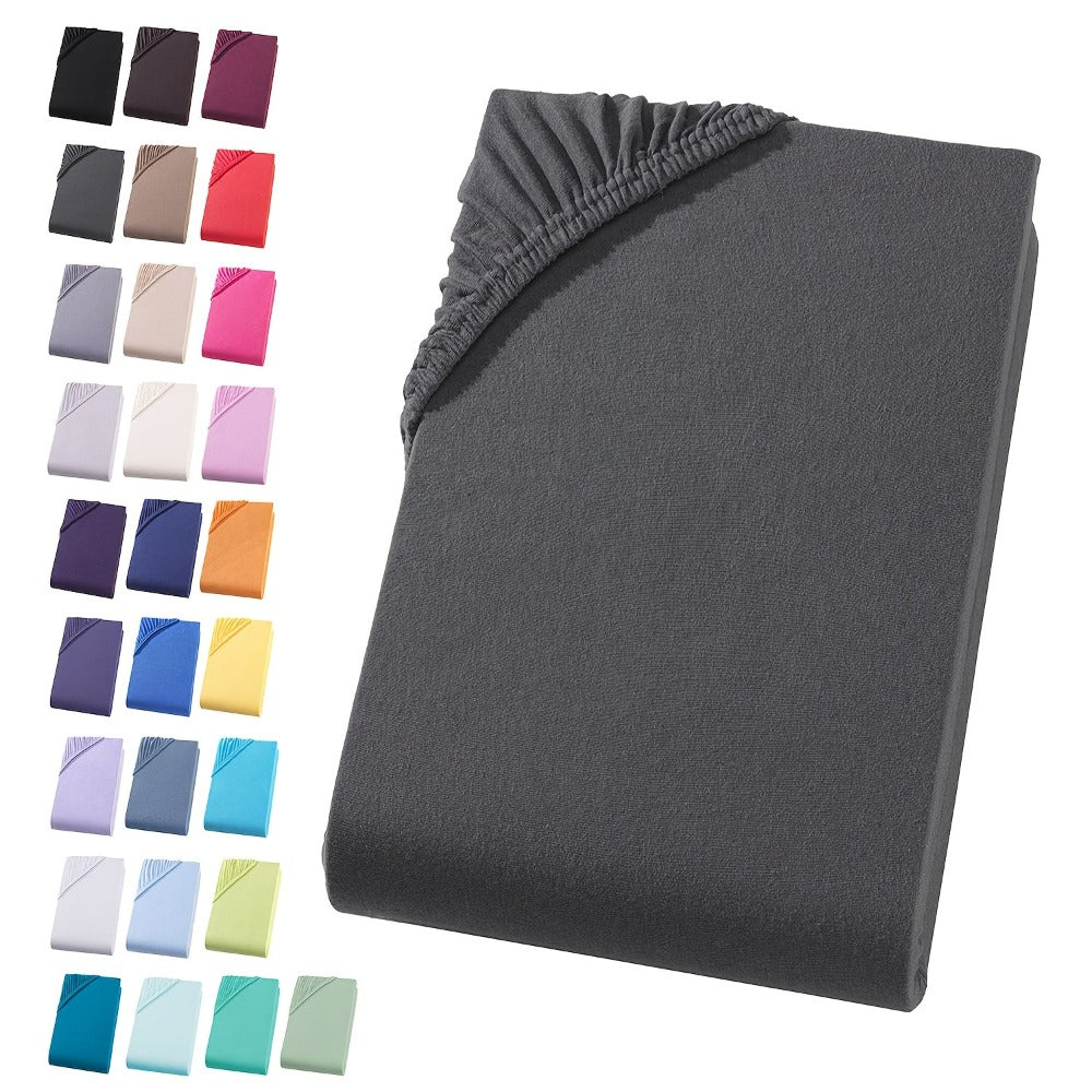 Sábana bajera ajustada de 1 pieza 100% algodón egipcio, diseño elástico en todo el contorno, color liso, apta para colchones de 90x200 a 200x220 cm, transpirable, lavable, de cobertura total, sábana perfectamente ajustada