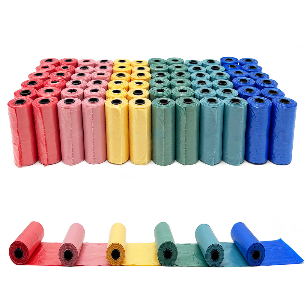 600 Bolsas de Caca Perro Bolsas para Excrementos de Perros para Mascotas Animales Domésticos Pack de Multicolor BPS-5395