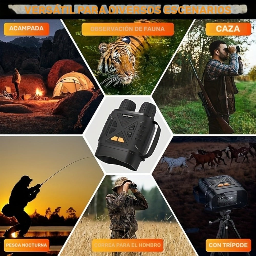 Binoculares Digitales de Visión Nocturna HD con Pantalla de 2.8" - 10x Digital, 800m de Uso Diurno y Nocturno en Completa Oscuridad, Alimentación por USB, Visor Infrarrojo de Visión Nocturna, Ajuste Infrarrojo de 7 Velocidades, para Caza, Exploración al A