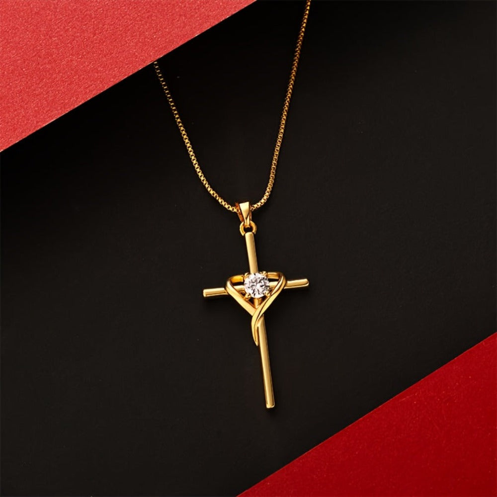 Esta elegante collar de cruz cuenta con plata de 925 y circonita dorada, lo que la hace ideal para el uso diario. Es un maravilloso regalo para mujeres en ocasiones como el Día de San Valentín, Navidad o aniversarios, y viene bellamente empaquetado en una