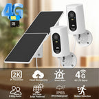 1/2 piezas, Cámara solar de baja potencia para exteriores 4G, 100% inalámbrica con energía solar, Cámara de seguridad para el hogar, Visión nocturna de 3MP, Seguimiento de movimiento, Detección PIR, Voz bidireccional, SIM y tarjetas SD incorporadas (no re