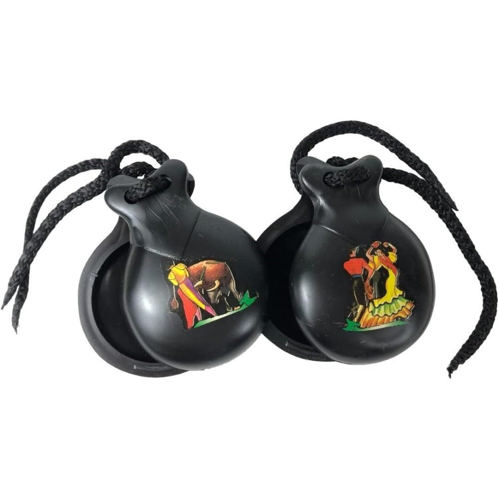 Castañuela española souvenir, color negro con dibujos típicos españoles.