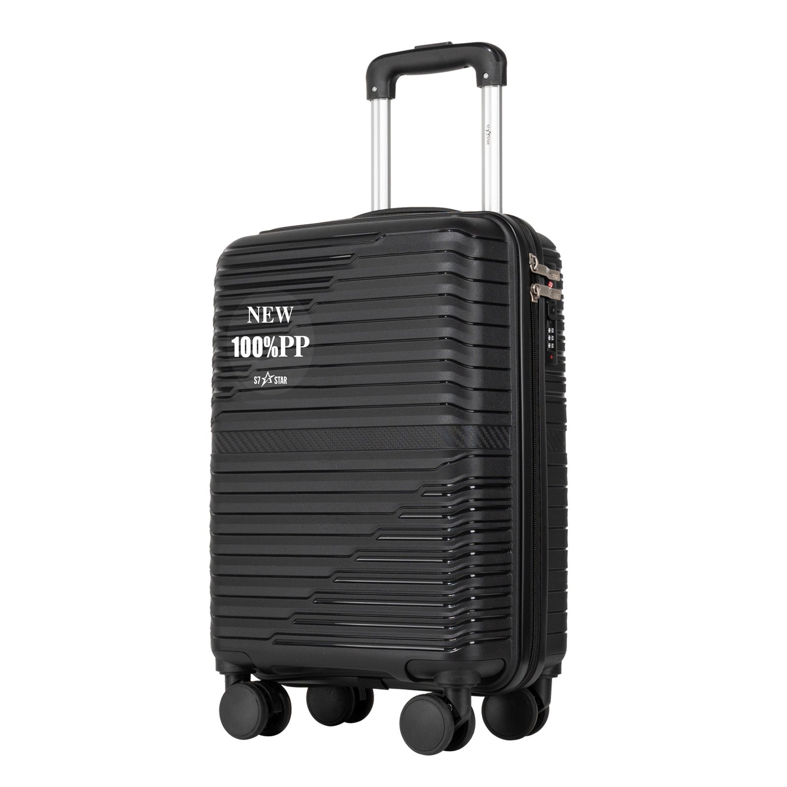 Maleta de Cabina PP de 18 Pulgadas con TSA, Ruedas Giratorias 360° y Mango Elástico - Resistente a la Presión para Viajes, 6 Colores (///) - Apto para Avión