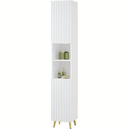 1pc Armario Alto para Baño, Armario de Baño de 2 Puertas, 2 Compartimentos Abiertos, Muebles de Baño con Estantes Ajustables, Armario de Almacenamiento para Baño, Blanco, 30 x 180 x 28cm