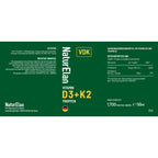 Gotas de Vitamina D3 K2 de Dosis Alta - 50 ml, 1000 IU de Vitamina D3 por Día por Gotita, Dosis Alta - Vegana, Sin Aditivos, Producido en Alemania.