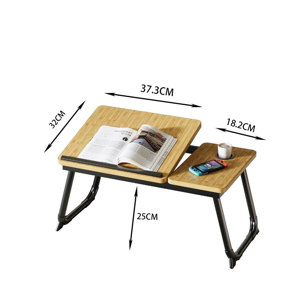 Mesa plegable para cama y sofá con altura ajustable de 5 niveles, bandeja con superficie ajustable y portavasos, mesa pequeña multifunción para ordenador, libros, trabajo y estudio en casa (56x32x25cm)